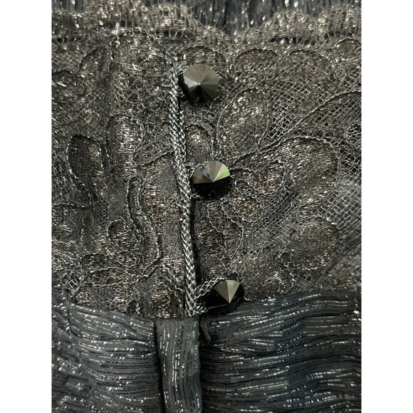 Patricia Rhodes Women's Size 6 Cocktail Dress Black Lace Pleated - Picture 3 of 8